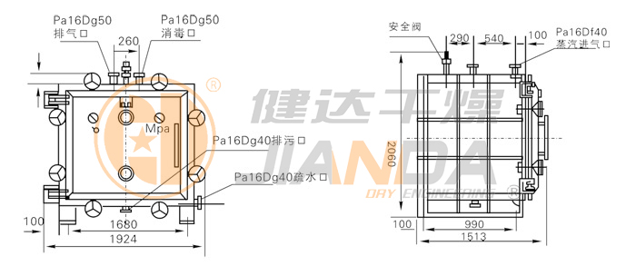 方形靜態(tài)真空干燥機結(jié)構(gòu)示意圖 方形靜態(tài)真空干燥機結(jié)構(gòu)示意圖